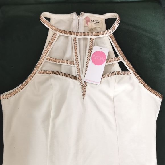 Never been worn. Honey, crop top, ivory/rose gold, small - Picture 1 of 3